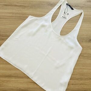 Zara Sleek White satin  Tank Top